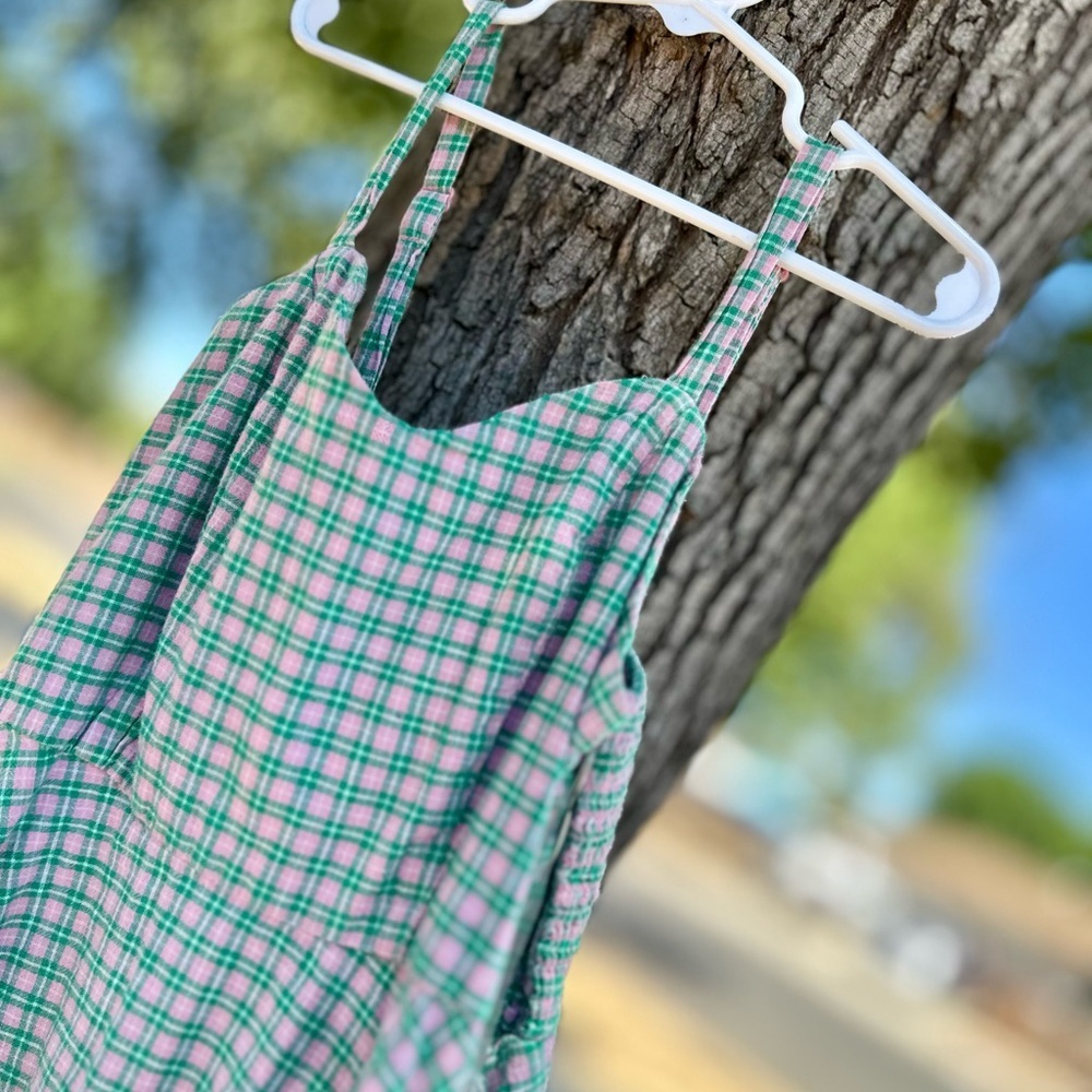 Arizona Jean Company Vibrant Mini Dress Y2K Green & Pink Plaid Vintage